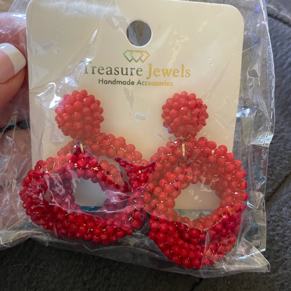 Red beaded earrings